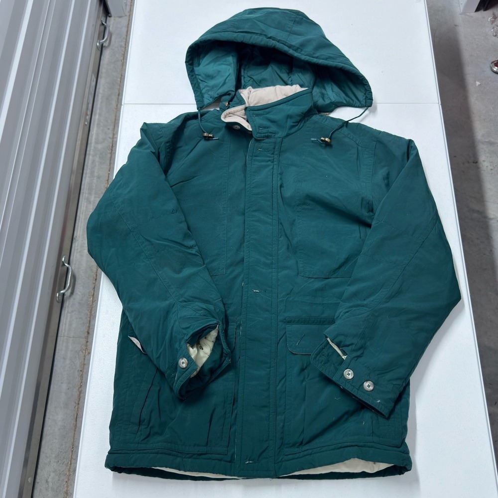 L.L. Bean Gore-Tex Parka Mens medium Green Excellent Hooded Insulated Jacket